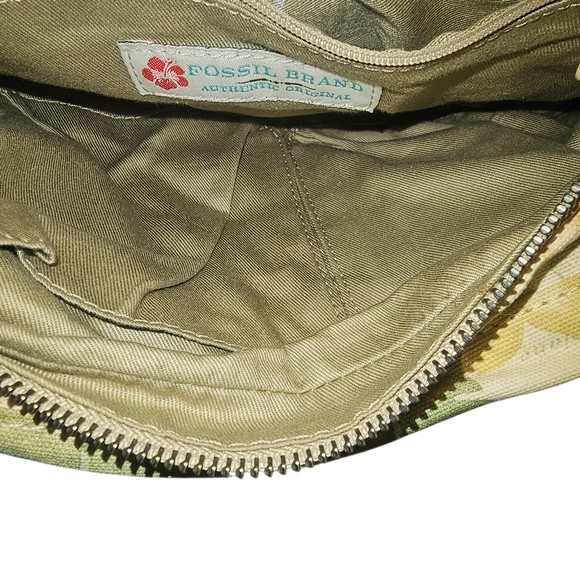 Fossil Floral Canvas Women's Crossbody Purse Beige Bag - Picture 3 of 8